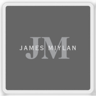 Modern Stylish Dark Grey Monogram & Name