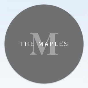 Modern Stylish Dark Grey Monogram & Name