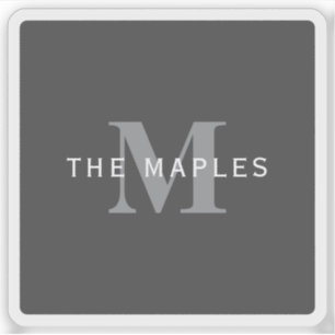 Modern Stylish Dark Grey Monogram & Name