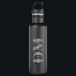 Modern Stylish Dark Grey Monogram & Name 710 Ml Water Bottle<br><div class="desc">Customisable name and monogram design,  edit as you like!</div>