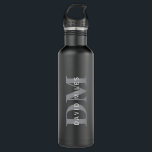 Modern Stylish Dark Grey Monogram & Name 710 Ml Water Bottle<br><div class="desc">Customisable name and monogram design,  edit as you like!</div>