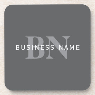 Modern Stylish Dark Grey Monogram & Name Coaster