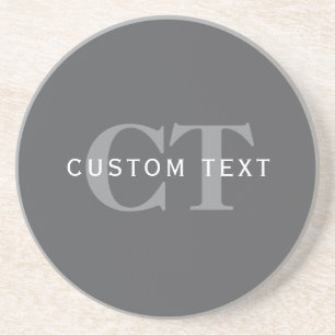 Modern Stylish Dark Grey Monogram & Name Coaster