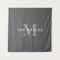 Modern Stylish Dark Grey Monogram & Name
