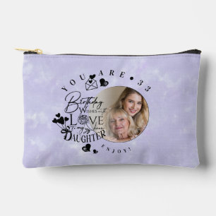 Modern Stylish Daughter Birthday Typography Photo Accessory Pouch