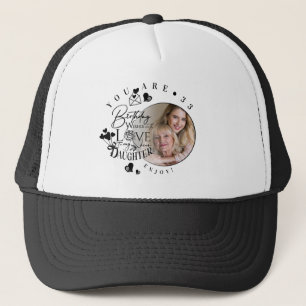 Modern Stylish Daughter Birthday Typography Photo Trucker Hat