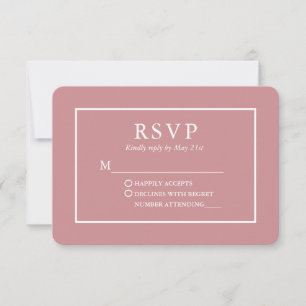Modern Stylish Dusty Rose Wedding RSVP Card