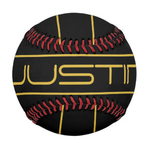 Modern Stylish Editable Gold Text & Line Stripes Baseball