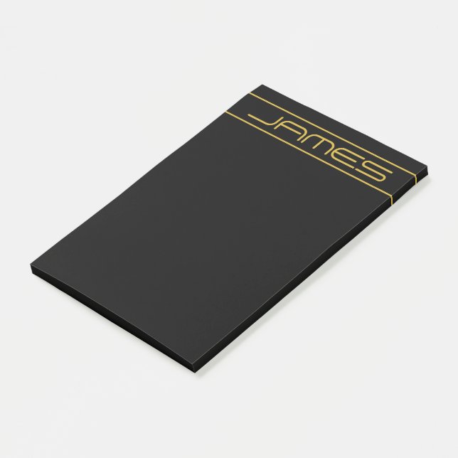 Modern Stylish Editable Gold Text & Line Stripes Post-it Notes (Angled)