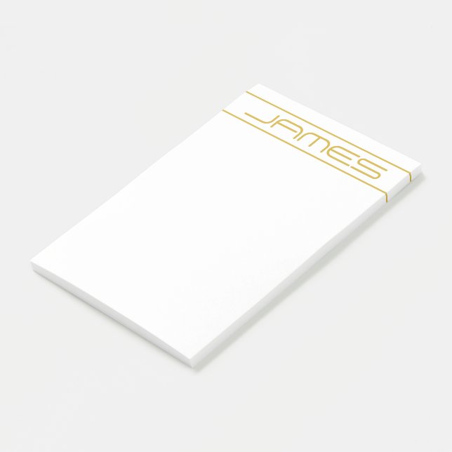 Modern Stylish Editable Gold Text & Line Stripes Post-it Notes (Angled)