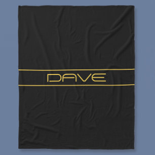 Modern Stylish Editable Gold Text & Stripes Fleece Blanket