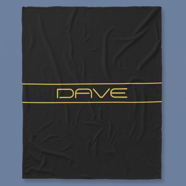 Modern Stylish Editable Gold Text & Stripes Fleece Blanket (Creator Uploaded)