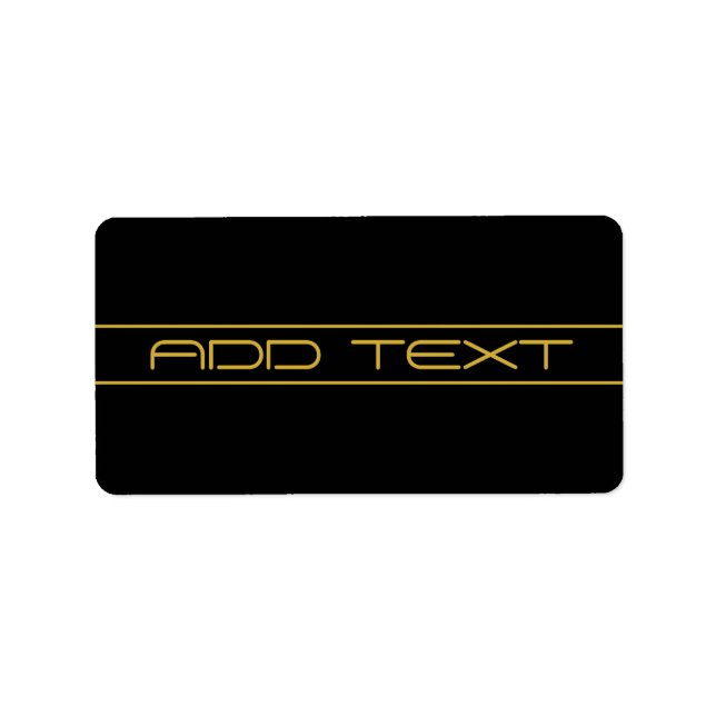 Modern Stylish Editable Gold Text & Stripes Label (Front)