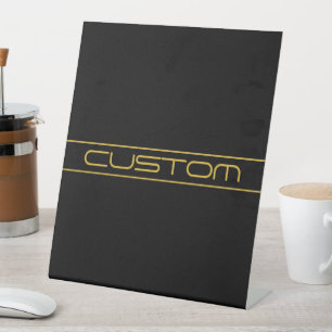 Modern Stylish Editable Gold Text & Stripes Pedestal Sign