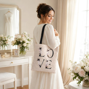 Modern Stylish Elegant Floral Love  Tote Bag
