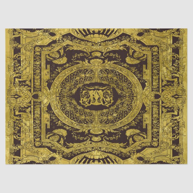 Modern Stylish Elegant Gold Baroque Ornaments Tissue Paper (Front)