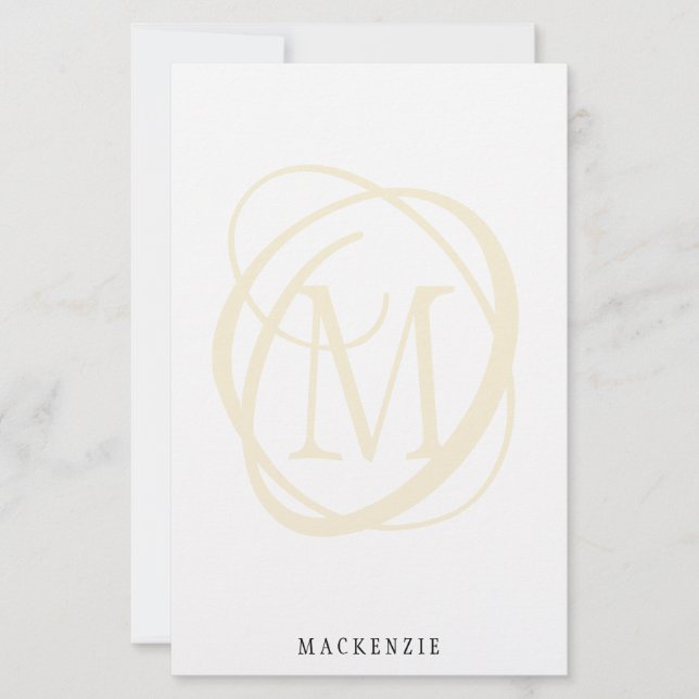 Modern Stylish Elegant Gold Monogram Name Stationery (Front)