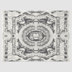 Modern Stylish Elegant Grey White Baroque Ornament Tissue Paper
