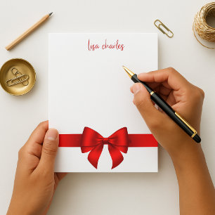Modern Stylish Elegant Red Bow Girly Notepad