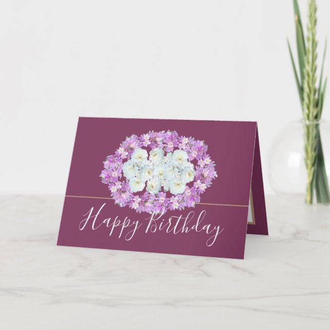 Modern Stylish Elegant Simple Chic Floral Birthday Card (Front)