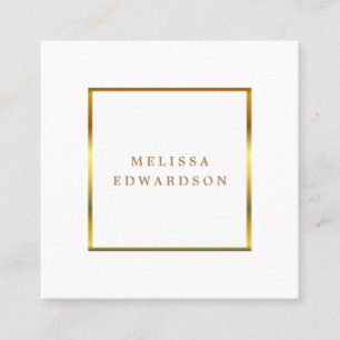 Modern stylish elegant white and gold professional square business card