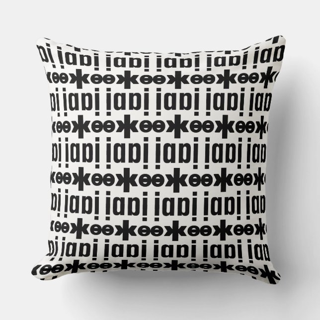 Modern Stylish Encrypted Name in Black and White Cushion (Front)