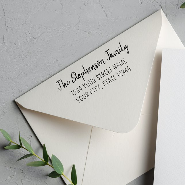 Modern Stylish Family Name Return Address Self-inking Stamp (Creator Uploaded)