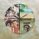 Modern Stylish Favorite 4 Photos Large Clock<br><div class="desc">A fun design which you can personalize with your 4 favorite photos to create a unique gift. Designed by Thisisnotme©</div>