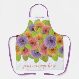 Modern Stylish Floral Script Personalised Apron