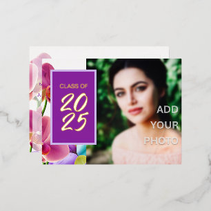 Modern Stylish Foil Graduation Invitation Postcard