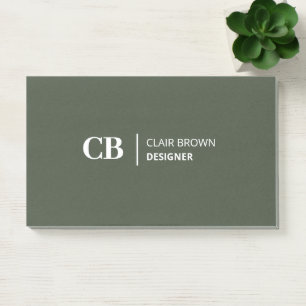 Modern Stylish Forest Green Monogram Notes