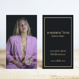 Modern Stylish Full Vertical Photo Photography Business Card