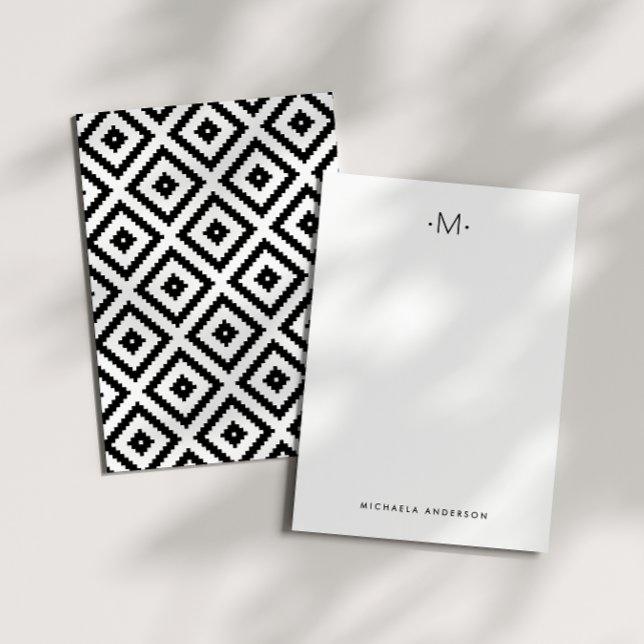 Modern Stylish Geometric Diamonds Monogram Card (Creator Uploaded)