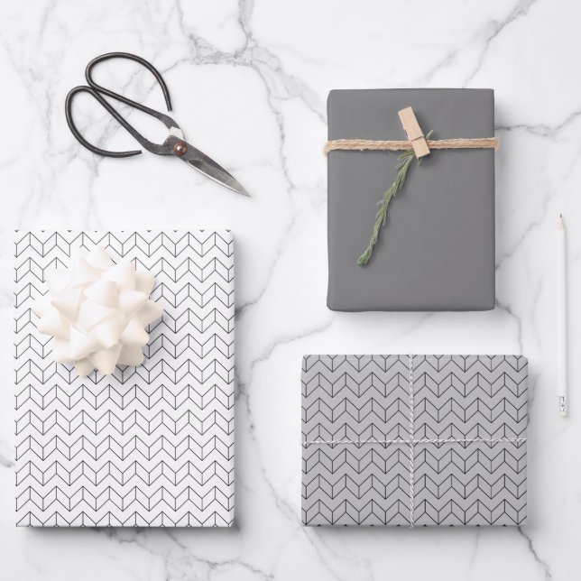 Modern Stylish Geometric Line Pattern Wrapping Paper Sheet (Front)