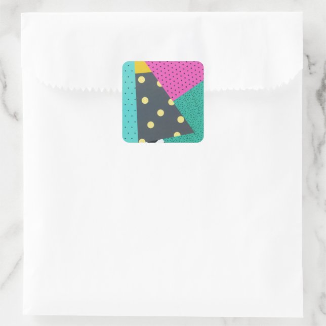 Modern Stylish Geometric Lines Pattern Square Sticker (Bag)
