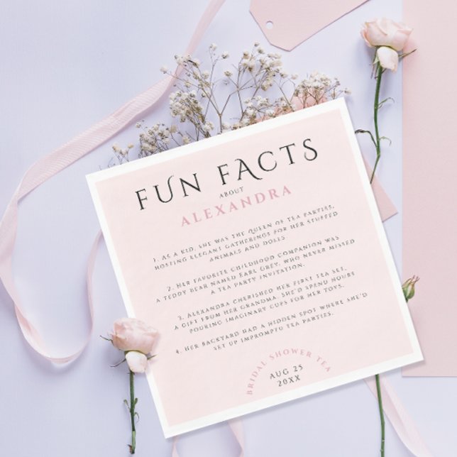 Modern Stylish Girly Pastel Blush Pink Fun Facts  Napkin (Creator Uploaded)