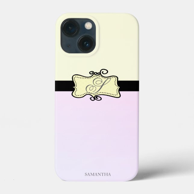 Modern Stylish Girly Stripe Yellow Pink Case-Mate iPhone Case (Back)