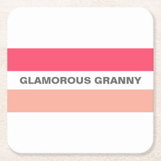 Modern Stylish Glamourous Granny Pink Square Paper Coaster