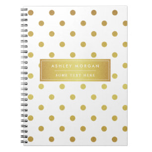Modern Stylish Gold Glitter Polka Dots Notebook