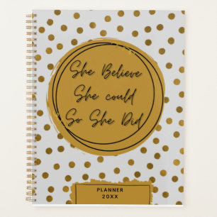 Modern Stylish Gold Glitter Polka Dots  Planner