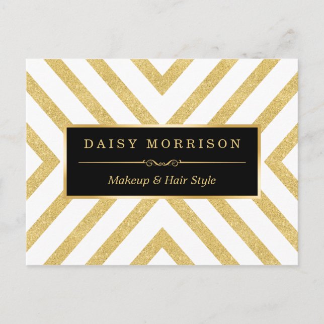 Modern Stylish Gold Glitter Stripes Pattern Postcard (Front)