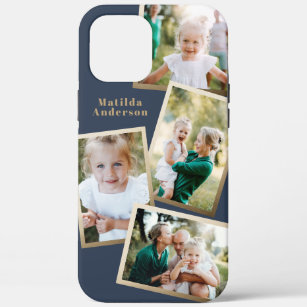 Modern stylish gold multi photo family electronic iPhone 12 pro max case
