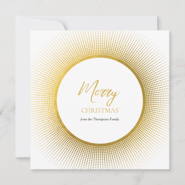 Modern & Stylish Gold & White Christmas Holiday Card (Front)