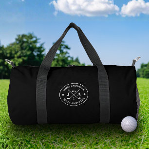 Modern Stylish Golfer Monogram & Name Personalised Duffle Bag