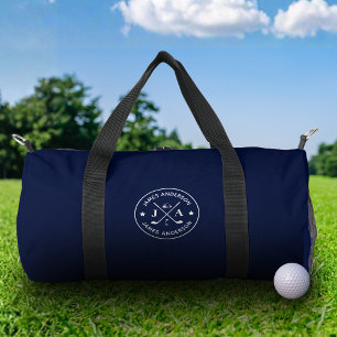 Modern Stylish Golfer Monogram & Name Personalised Duffle Bag