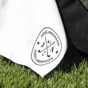 Modern Stylish Golfer Monogram & Name Personalized Golf Towel