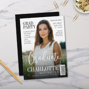 Modern Stylish Graduate Magazine Cover Grad Party Invitation