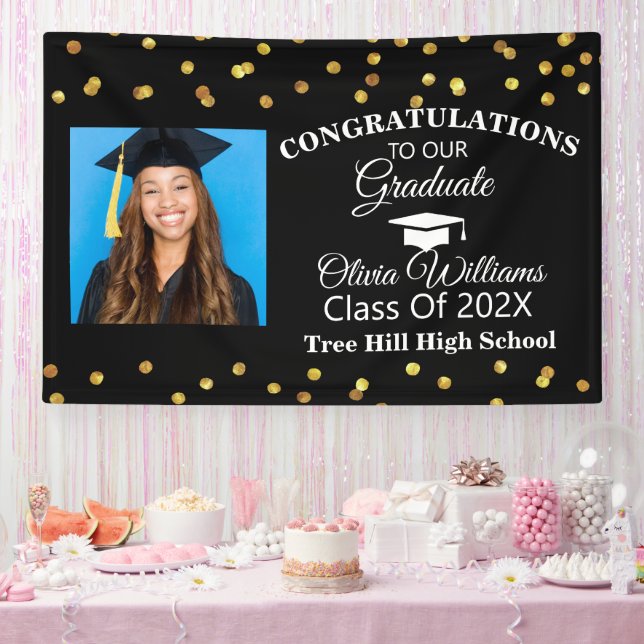 Modern Stylish Graduate Photo Graduation Party Banner (Party)