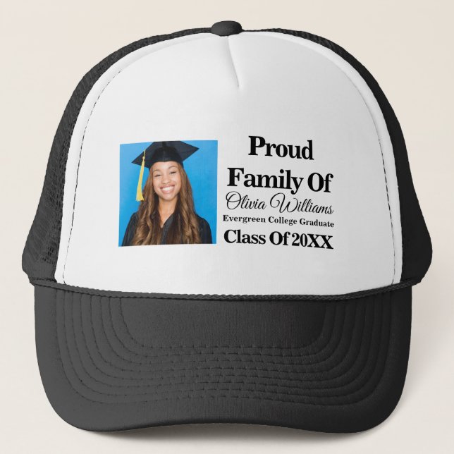 Modern Stylish Graduate Photo Graduation Party Trucker Hat (Front)