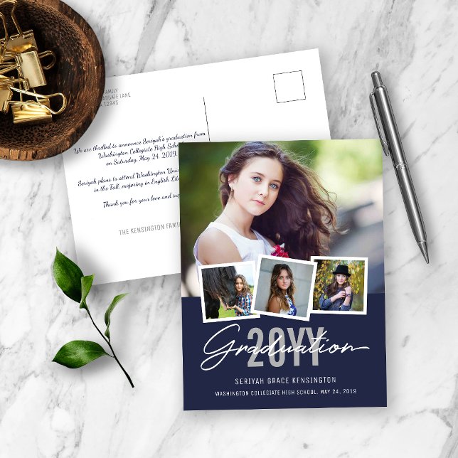 Modern Stylish Graduation Class of 2019 4 Photo Postcard (Creator Uploaded)